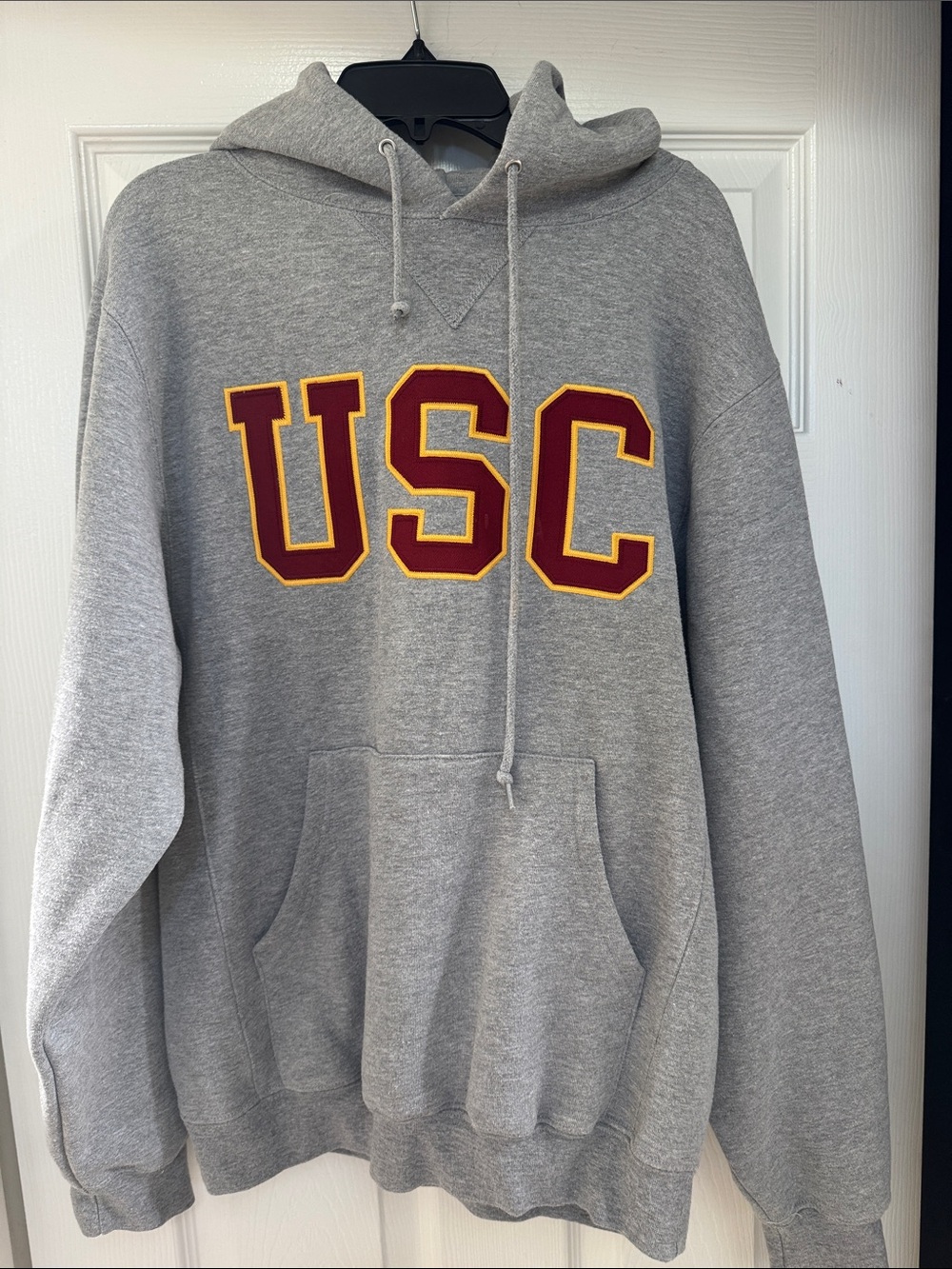 Grey Crewneck Sweatshirt with Maroon & Gold Applique